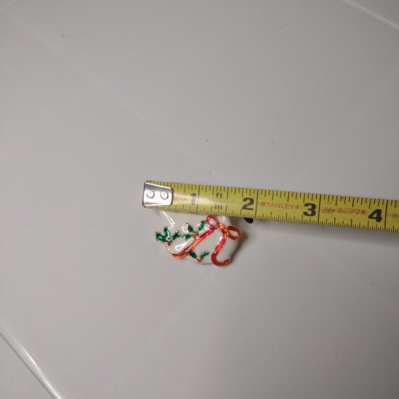 White Enamel Christmas Goose Brooch - Picture 9 of 10